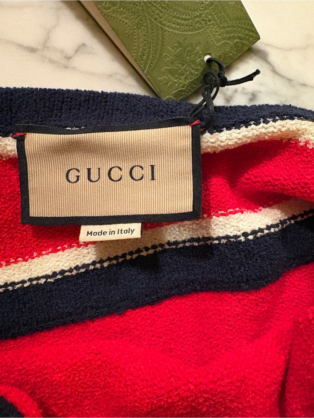 Gucci Red Navy White Halter Knit Crop Top - Picture 6 of 8